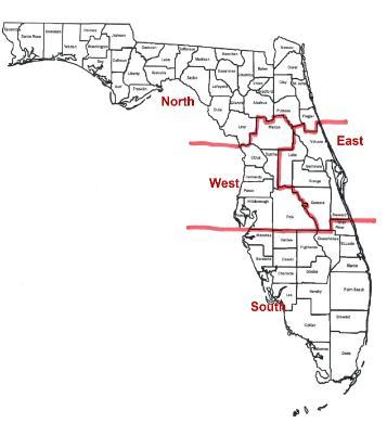 Map of the Florida 4-H Hose Show Areas