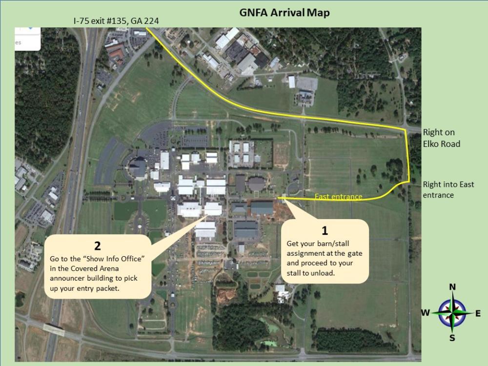 Georgia national fairgrounds arrival map for 4-H SRHC