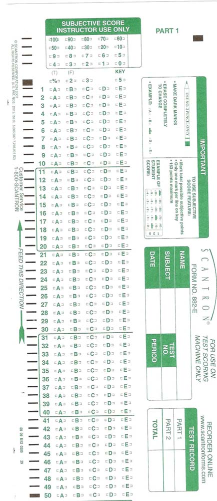 Hippology scantron